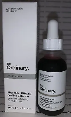 The Ordinary AHA 30% + BHA 2% Peeling Solution Exfoliating Facial 30ml./1oz. USA • $25.39