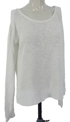 Velvet Graham Spencer Jumper Open Knit White Cotton Blend Relaxed Top Size S • £19.99