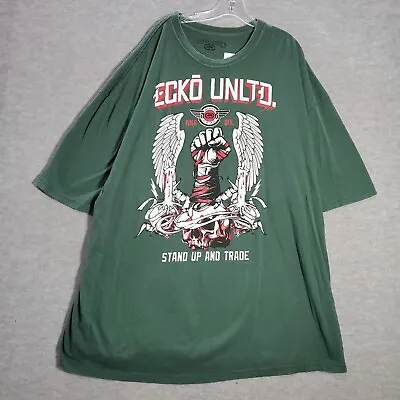 Ecko Unltd. Men T-Shirt 6XL Green MMA Skull Stand Up And Trade Angel Wings READ • $41.62