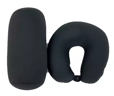 2 Pc Set Micro Bead U Shaped Neck Travel Pillow Lumbar Roll Back Support Cushion • $23.65