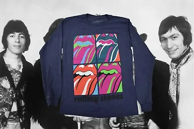 The Rolling Stones Mens 4 Tongues Tongue Logo Long Sleeve Shirt New S-3XL • $9.99