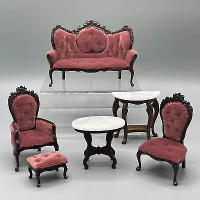 Bespaq Lot Victorian Parlor Settee Chairs Tables Dollhouse Miniature VTG 1:12 • $165