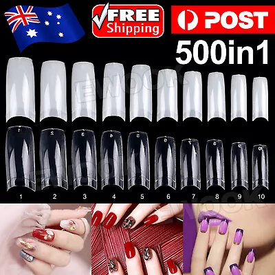 $9.45 • Buy 500 Pcs Fake French Nail Tips White Clear Stiletto False Gel Pointy Art Acrylic
