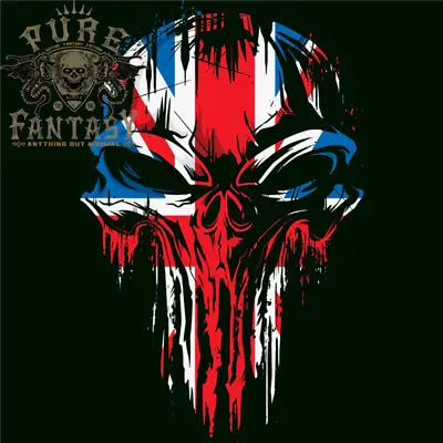 Union Jack Flag Skull Gym MMA Biker Britain Mens Cotton T-Shirt Tee Top • £10.75