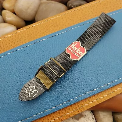 Perlon 18mm 60s Vintage Watch Band Black& Gray Argyle 1-Piece Military NOS Strap • $52.40