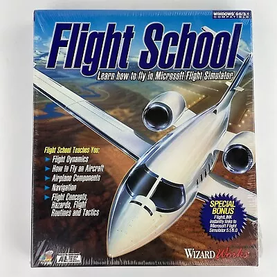 1996 Wizard Works Flight School For Windows 95 Big Box PC CD ROM Factory Sealed • $28