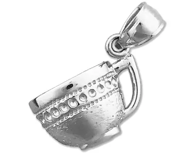 Rhodium Plated 925 Sterling Silver Coffee Mug Charm • £39.52