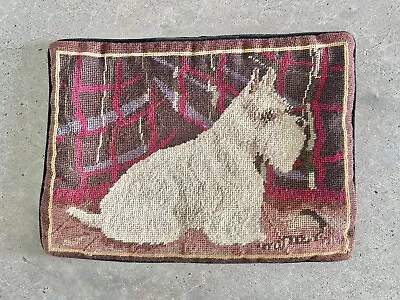 Vintage Westie Dog Needlepoint Wool Pillow West Highland Terrier 16” X 12” • $54.99