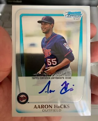 Aaron Hicks 2011 Bowman Chrome Rookie Autos 1 Base 1 Refractor New York Yankees • $15