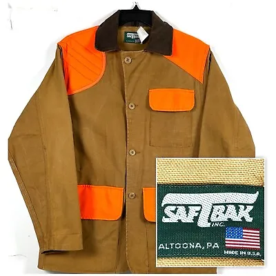 Vintage SAFTBAK Altoona PA Hunting Jacket Duck Field Canvas Coat USA Mens MEDIUM • $95