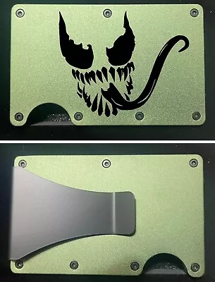 Custom  Venom  Engraved Slim Minimalist Wallet - Army Green • $22