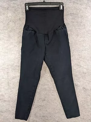 Old Navy Maternity Pants Women 6 Short Black Stretch Pixie Full Panel 28  Inseam • $11.24