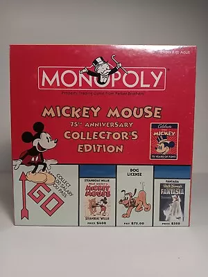 Monopoly Mickey Mouse 75th Anniversary Collectors Edition Board Game Sealed 2004 • $29.99