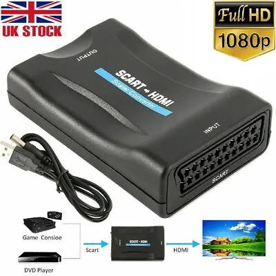 £6.65 • Buy SCART To HDMI Adapter Converter Composite Video Audio Adaptor DVD SKYBOX 1080P