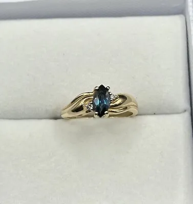 14k Yellow Gold Sapphire Marquise Ring Size 6 • $103