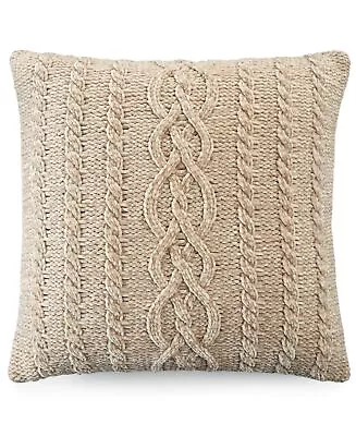 Martha Stewart 20  Square Decorative Pillow Chenille Weave TAN J0Y075 • $19.30