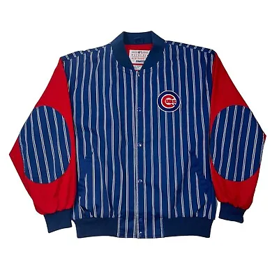 Vintage MLB Starter Chicago Cubs Bomber Jacket Pinstripe Size Large L Elbow • $229.95