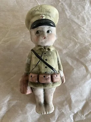 Vintage Bisque Figurine Military Red Cross Medic Officer - Rare - • $33.99