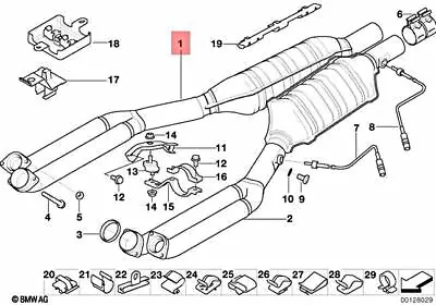 Genuine BMW E38 750i 750iL 750iLP Exhaust Pipe Front Silencer 18101741393 • $1211.88