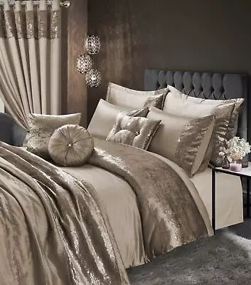 Luxury Crushed Velvet Decorative Duvet/quilt Cover Bedsheet Bedding Set Curtains • £50.99