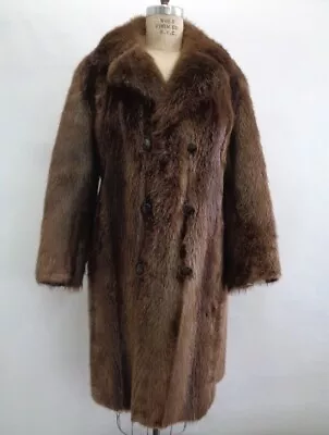 Excellent Brown Long Haired Beaver Fur Coat Jacket Men Man Size 38 Small • $454.41