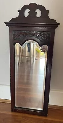 Antique Georgian Walnut ? Wood Carved Frame Mirror Original Very Heavy • £95