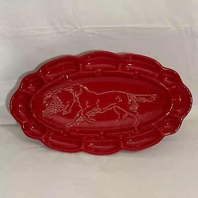 Haeger Red Ashtray Bird Dog MCM Ceramic USA 2080 Duck Retriever DAMAGED Chipped • $24.99