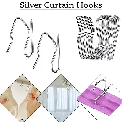 Curtain Hooks Metal Pin Pinch Pleat - Pack Of 50 / 100 • £1.99