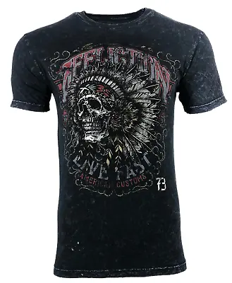 AFFLICTION Men's T-shirt AC IROQUOIS BLACK LAVA Biker Skull Tattoo MMA S-4XL • $29.99