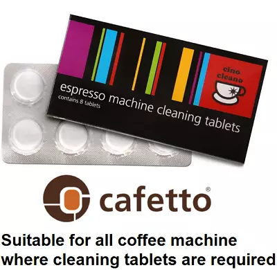 CAFETTO CINO CLEANO CLEANING TABLETS Espresso Coffee Machine Cleaner 8 Tablet • $9.99