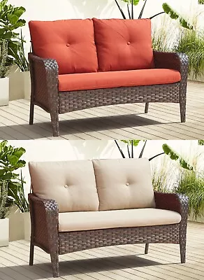 Outdoor Patio Sofa Loveseat Sofa PE Wicker Sofa Furniture High Back With Cushion • $196.70
