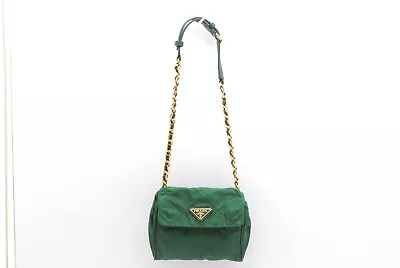 PRADA Chain Shoulder Bag Nylon Green Authentic • $399