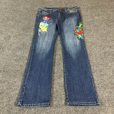 Ed Hardy Christian Audigier Jeans Mens 31 Blue Denim Embroidered Skull Floral • $79.94