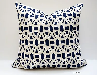 Scion Lace Indigo & Linen Geometric Cushion Cover  18  X 18  • £18.99