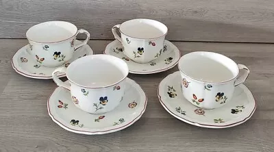 (4) Villeroy & Boch Petite Fleur Teacups & Saucers Luxembourg Porcelain Cups  • $45.99