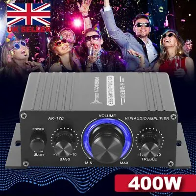40W HiFi Digital Power Amplifier Mini Stereo Audio Amp Car Home DC12V Remote New • £10.89