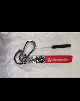 New - Mercedes Benz Keychain Key Ring Red Genuine Leather Car Truck Carabiner  • $12.99