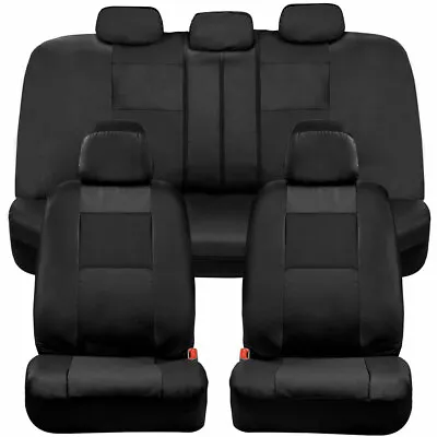 $37.99 • Buy BDK Faux Leather Car Seat Covers - Front & Rear Full Set Two-Tone In Black