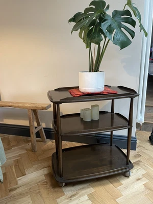 £85 • Buy Vintage Ercol Windsor Mid Century MCM Hostess Trolley Shelves  Furniture