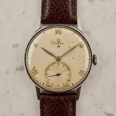 C1944 Vintage Omega Calatrava Teddington Dial Watch Ref.2271-3 Cal.30T2 In Steel • $2750