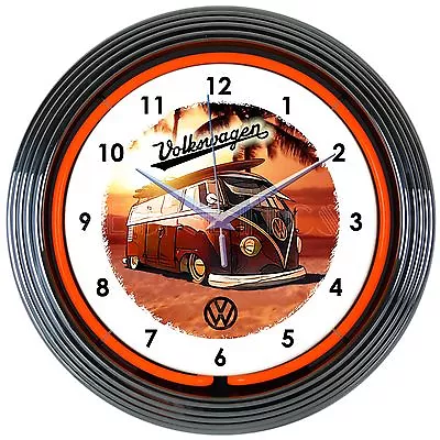 Volkswagen Neon Clock Sign VW California Surf Bus Samba Wagon Van MicroBus OLP • $63.99