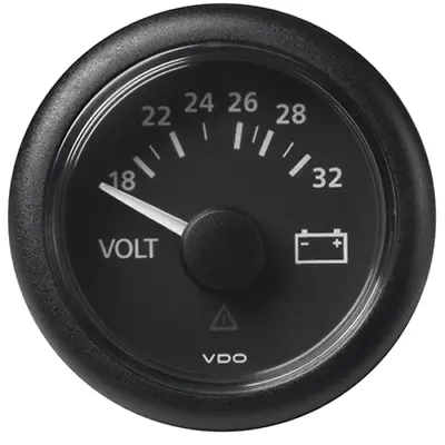 VDO Marine ViewLine Voltmeter 18-32V Black 52 Mm Gauge • $90.52