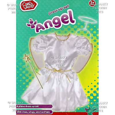 Chad Valley Angel Fairy Dress Up Costume Set Dress Wings Halo & Wand Pre School • £8.99