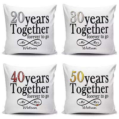 Personalised Mr & Mrs Years Forever To Go (1st-70th) Traditional Cushion Cover • £7.99