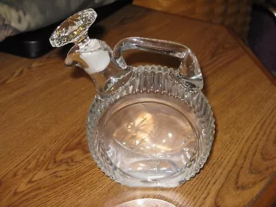 VINTAGE DOUGHNET SHAPED GLASS SYRUP OIL VINEGAR CRUET DECANTER With STOPPER • $39.95