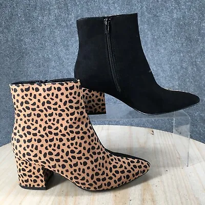 Bamboo Boots Womens 7.5 Rapid Animal Print Side Zip Pointed Ankle Bootie Brown • $25.64