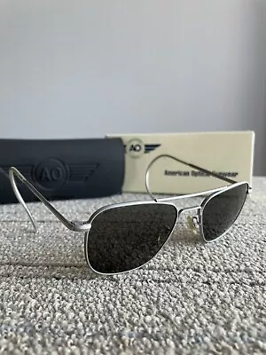 American Optical Sunglasses AO 6 1/2 Square Aviator Silver W/ Case • $425.71