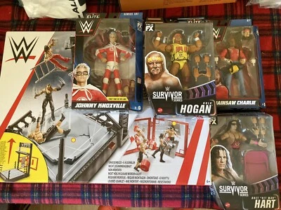 £125 • Buy WWE Mattell Bundle, Ring Plus Figures, Hogan, Hart, Knoxville, Funk Elite