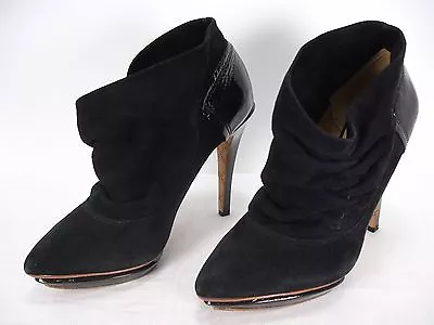 L.a.m.b. Gwen Stefani Black Suede Patent Platform Pumps Bootie Shoes Women's 8 M • $63.75