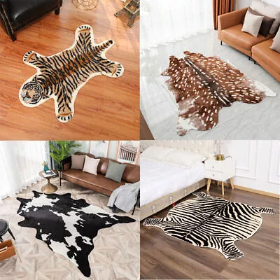 Faux Fur Tiger Cow Deer Zebra Print Area Rug Animal Skin Hide Carpet Floor Mat • $43.99